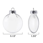 Kingrol 15 Pack Ornament Discs, 3.15 Inch Clear Plastic Fillable Ornament Ball for DIY Craft Projects, Christmas, Wedding, Party, Home Decor