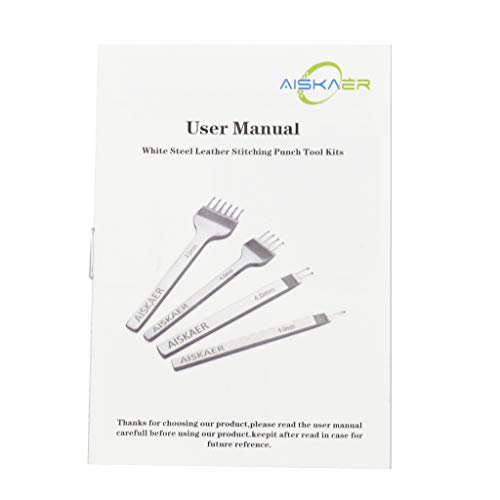 Aiskaer Leather Stitching Punch Diamond Stitching Chisel Set, 4mm White Steel 1/2/4/6 Prong for Leather Craft DIY