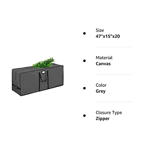 Christmas Tree Storage Bag, Waterproof Christmas Tree Storage, Fits Up to 7.5 ft Tall Artificial Disassembled Trees,Extra Large Heavy Duty Storage Container with Handles   (Grey, 47"x15"x20)
