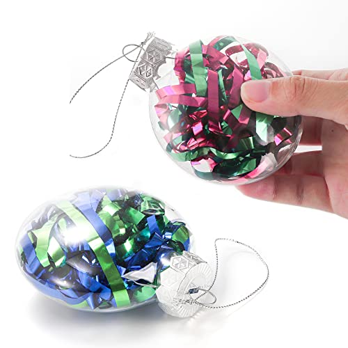 Kingrol 15 Pack Ornament Discs, 3.15 Inch Clear Plastic Fillable Ornament Ball for DIY Craft Projects, Christmas, Wedding, Party, Home Decor
