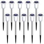 DenicMic Solar Pathway Lights 10 Pack Solar Lights Outdoor Waterproof Stainless Steel Garden Stake Lights for Pathway, Walkway, Driveway, Yard, Garden Decor (Warm White)