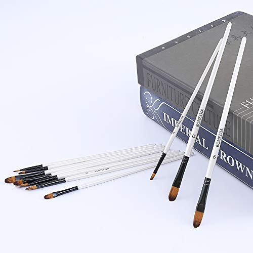 GETHPEN Filbert Paint Brushes Set, 12 PCS Artist Brush for Acrylic Oil Watercolor Gouache Artist Professional Painting Kits with Synthetic Nylon Tips White