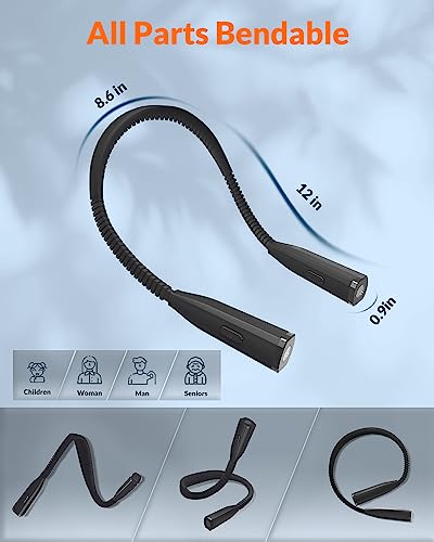Neck Light - 3-Color & 5-Brightness, Comfortable Silicone Arm, Eye-Caring for Reading, Knitting, Crafting