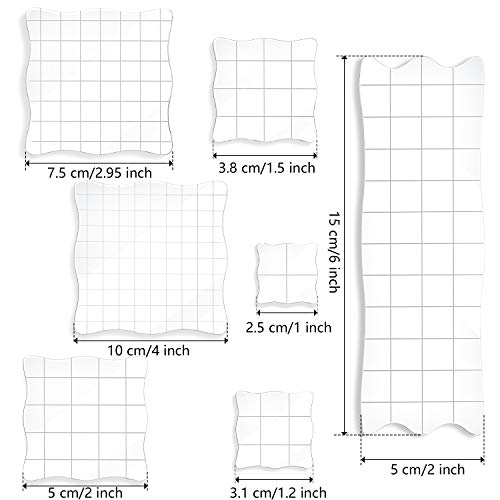 7 Pieces Acrylic Stamp Blocks Set Clear Stamping Blocks Tools with Grid and Grip, Decorative Stamp Blocks for Kids Scrapbooking Crafts Making, DIY Crafts Ornaments