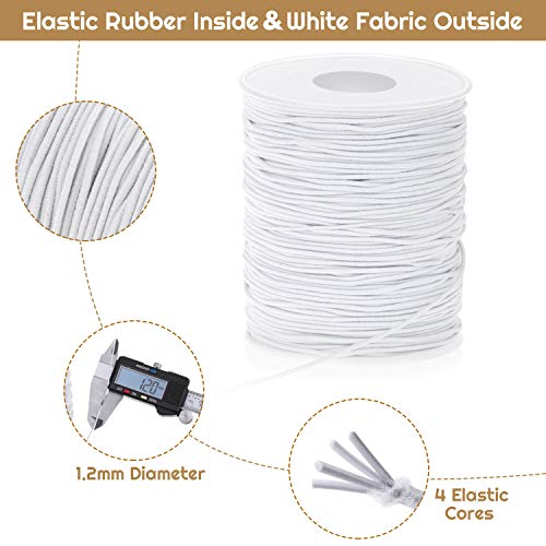 Elastic String for Bracelets, Selizo Elastic Cord Stretchy Bracelet String for Bracelets, Necklace, Beading and Sewing (1.2 MM, 109 Yards, White)