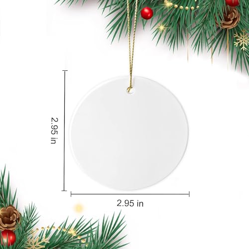 Sublimation Ceramic Ornaments Sublimation Ornament Blanks Bulk Ceramic Discs Ornament for Heat Press Printing White Round Porcelain Ornament Personalized Xmas Tree Ornament (White-12PC)