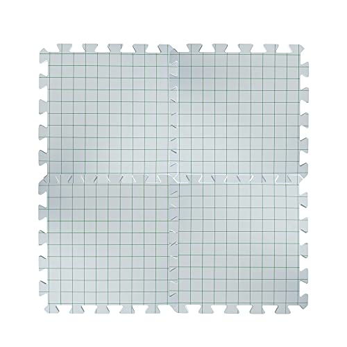 Boye Interlocking Needlepoint, Knitting, and Crochet Blocking Boards, 12'' W x 12'' L, White, 4 Pc