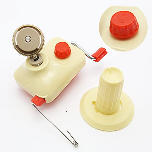 LAMXD Needlecraft Yarn Ball Winder Hand Operated,Red,Portable Package,Easy to Set Up and Use,Sturdy with Metal Handle and Tabletop Clamp,Including Yarn Needles Set…