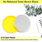 Steel Bench Block and Metal Stamping Hammer Kit, No-Rebound Metal Bench Block, Jewelry Stamping Hammer, Jewelry Metal Stamping Tools for Jewelry Making & Metal Stamping