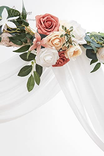Floroom Wedding Arch Draping Fabric 2 Panels 20Ft White Chiffon Fabric Drapes Arbor Drapery Wedding Ceremony Reception Swag Decorations
