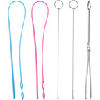 6 Pieces Sewing Loop Kit, Include Loop Turner Hook Flexible Drawstring Threader Metal Tweezers Long Loop Turner Tool with Latch for Fabric Belts Strips DIY Knitting Accessories