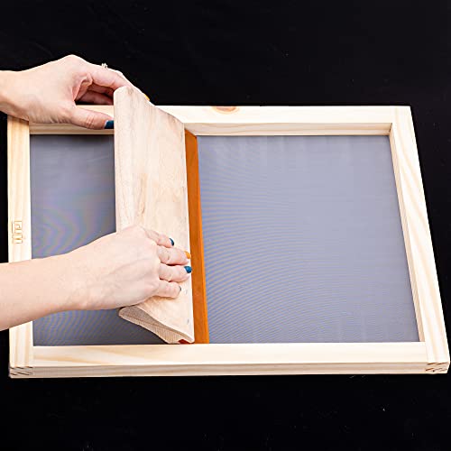 Caydo 23 Pieces Screen Printing Starter kit Include 3 Different Size of Wood Silk Screen Printing Frame with Mesh, Screen Printing Squeegees, Inkjet Transparency Film, Ink Knife, and Mask Tape