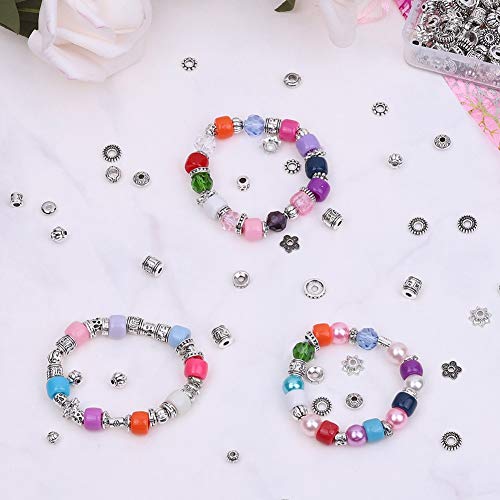 Cridoz Metal Spacer Beads for Making Bracelet, Necklace, Jewelry Making and Findings Accessories, 900Pcs, Silver