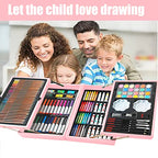 KINSPORY Art Gift for Kids, Art Supplies Case - 139 Piece Art Sets & Crafts Kit with Sketch Pads, Deluxe Wooden Box for Artist Beginners Girls Boys (Rose Pink)
