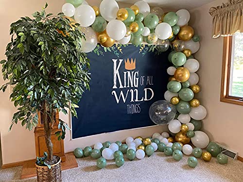 GIHOO 137PCS Sage Green Balloon Garland Arch Kit White Gold Confetti Balloons Retro Green Balloon and Gold Metallic Chrome Latex Balloons Set for Wedding Birthday Balloons Baby Shower Decorations