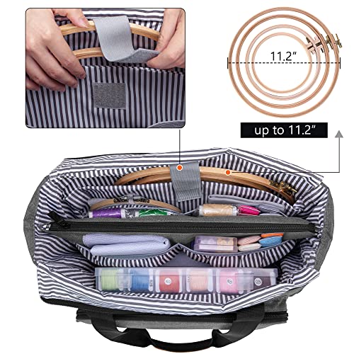 Luxja Embroidery Project Carrying Bag, Embroidery Kits Storage Bag (Bag Only), Gray