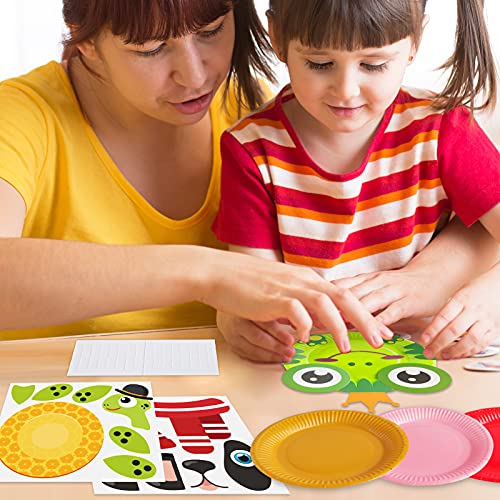 Art Craft Gift for Kids - 12 Paper Plate Art Kit Toy for 3, 4, 5 Year Old Boys Girls Toddlers, DIY Animal Art Supplies For Children Preschool Classroom/ Birthday/ Party Favor/ Christmas Game Crafts
