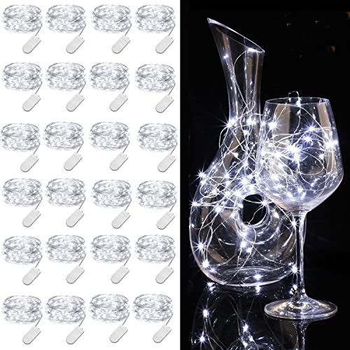 LEDIKON 24 Pack Cool White Fairy Lights Battery Operated 3.3ft 20 LED Firefly Lights, Waterproof Mini String Lights for Wedding Party Crafts Mason Jars Decor