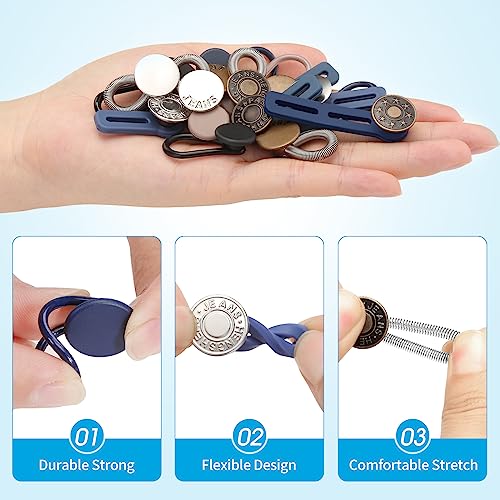 Ceryvop 18PCS Button Extenders for Jeans, Pants Waist Button Extender for Women Men, Ceryvop Jeans Button Extender Stretchy Waist Extension, 6 Sizes Pants Button Waistband Extender