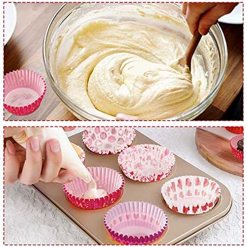SANNIX 450pcs Valentine's Day Cupcake Liners Heart Baking Cups Cupcake Wrappers Paper Wraps Muffin Liners for Valentine's Day Wedding Birthday Party Candy Cake Decorations Supplies (9 Designs)