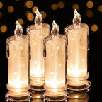 4PCS White LED Candles (D:2.5" x H:7") ,Flameless Pillar Candles,Battery Operated Candles/Fake Candle, Velas Artificiales Para Decoracion for Valentine's Day Wedding Diwali Fall Christmas Decorations