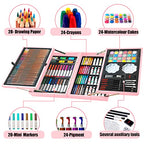 KINSPORY Art Gift for Kids, Art Supplies Case - 139 Piece Art Sets & Crafts Kit with Sketch Pads, Deluxe Wooden Box for Artist Beginners Girls Boys (Rose Pink)