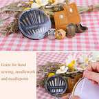 8 Pcs Sewing Thimble + 30 Pcs Sewing Needles, Finger Protector Fingertip Thimble Adjustable Metal Bronze Sewing Thimble Rings and Leather Coin Thimble for Needlework, Hand Embroidery Craft