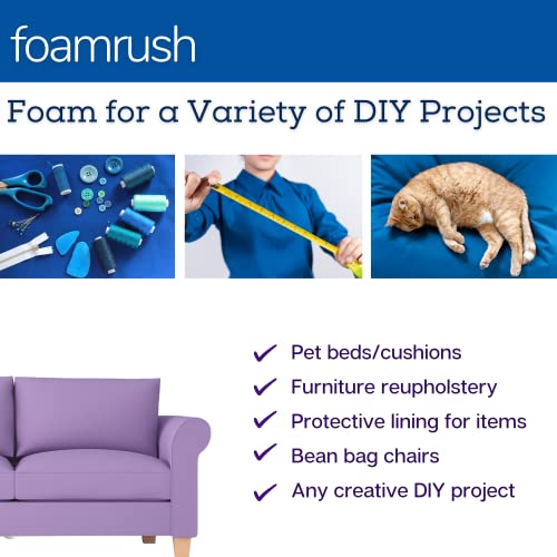 FoamRush 1" x 24" x 72" Charcoal High Density Upholstery Foam Cushion (Upholstery Sheet, Foam Padding, Seat Replacement, Chair Cushion Replacement, Square Foam, Wheelchair Seat Cushion) Made in USA