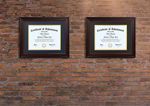 DOAI ART 8.5 x 11 Diploma Frame Classic Mahogany Display 8.5x11-inch with Black Over Gold Mat or 11x14 Document &Certificate Without Mat,Wide Molding, Gold Beads Hanging Hardware Included, Tabletop