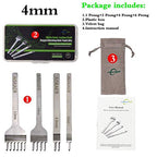 Aiskaer Leather Stitching Punch Diamond Stitching Chisel Set, 4mm White Steel 1/2/4/6 Prong for Leather Craft DIY