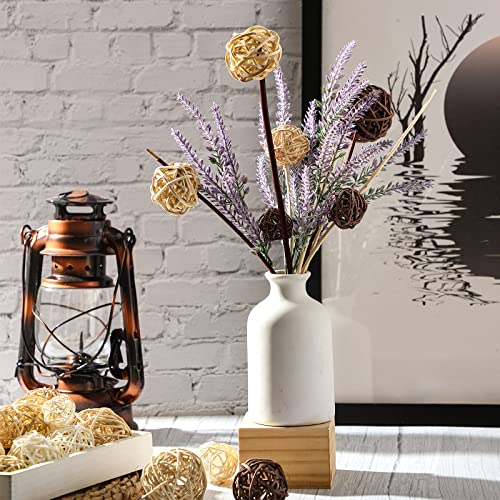 36 Pcs Wicker Rattan Balls Decorative Balls for Centerpiece Bowls Orbs Vase Fillers for Halloween Fall Craft, Wedding Party, Potpourri Decoration, 4 Sizes (White, Wood Color, Light Tan, Coffee)