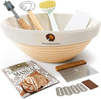 Superbaking Bread Proofing Basket, Round 9 inch Sourdough Starter Kit, Proofing Basket for Bread baking, Bread Making Supplies Tools, Banneton Basket Gift Set