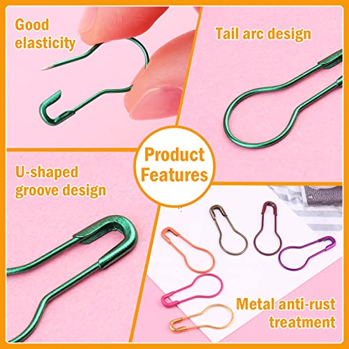 Kollase Stitch Markers, 300 pcs Crochet Markers, Metal Stitch Markers for Crocheting, Crochet Accessories and Supplies, Stitch Markers for Knitting and Crocheting, Safty Pins for Fabric and Paper