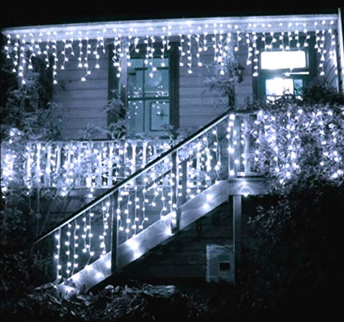 Toodour Christmas Icicle Lights Outdoor, 360 LED 29.5ft 8 Modes Fairy Icicle String Lights with 60 Drops, Led Christmas Twinkle Lights for Holiday, Party, Wedding, Eaves, Christmas Decorations (White)