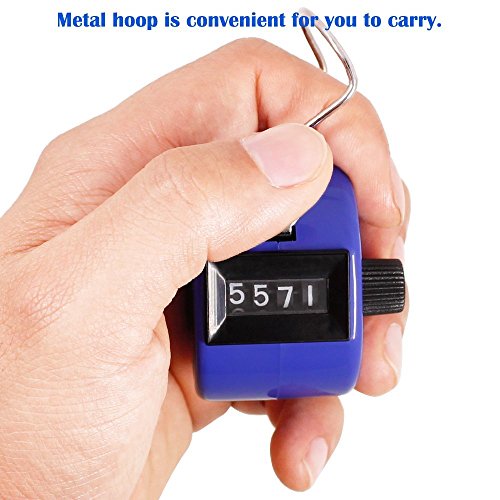 AFUNTA Pack of 6 Color Hand Held Tally Counter 4 Digit Mechanical Palm Clicker Counter - Assorted Color Handheld Tally Counter for Lap/Sport/Coach/School/Event