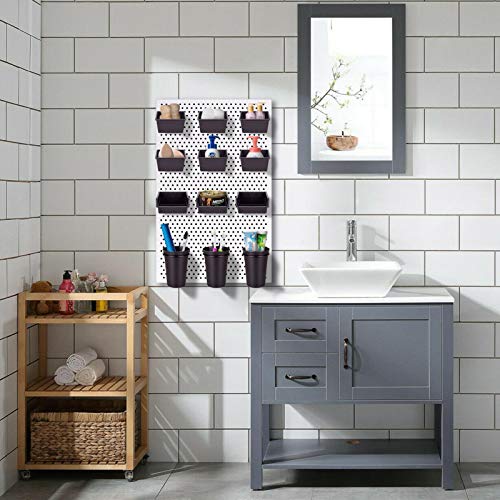 Pegboard Bins PegBoard Cups with Hooks & Loops 12 Pack Set, Peg Hooks Assortment Organizer Accessory, Various Tools Storage Arrange System Kit, for Garage Craft Workshop Workbench Hobby Office