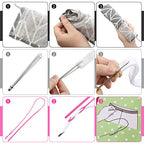 6 Pieces Sewing Loop Kit, Include Loop Turner Hook Flexible Drawstring Threader Metal Tweezers Long Loop Turner Tool with Latch for Fabric Belts Strips DIY Knitting Accessories