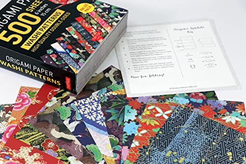 Origami Paper 500 sheets Japanese Washi Patterns 6" (15 cm): Double-Sided Origami Sheets with 12 Different Designs (Instructions for 6 Projects Included)