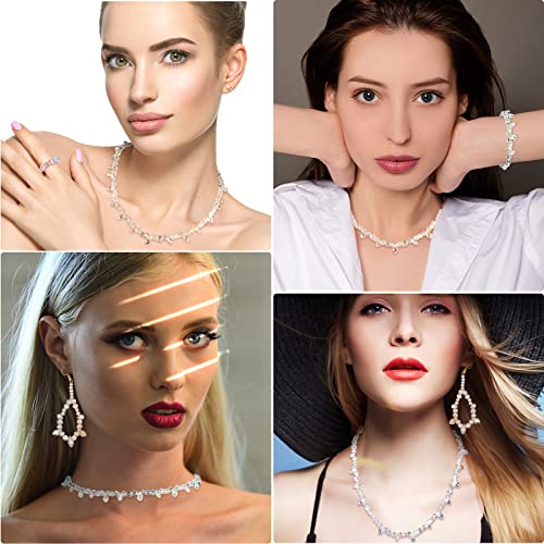 1280pcs Assorted Crystal Rondelle Light Beads Drilled Gemstone Loose Beads Clear Crystal Glass Beads for Crafts Faceted Shiny Bead for Jewelry Making DIY Necklace Bracelet Earring Kit (AB Color)