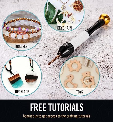 Pin Vise Small Hand Drill for Jewelry Making - Craft911 Manual Craft Drill Sharp HSS Micro Mini Twist Drill Bits Set for Resin, Rotary Tools for Wood, Jewelry, Plastic, Miniature - Golden