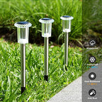 DenicMic Solar Pathway Lights 10 Pack Solar Lights Outdoor Waterproof Stainless Steel Garden Stake Lights for Pathway, Walkway, Driveway, Yard, Garden Decor (Warm White)