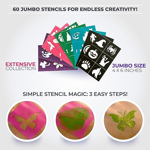 Zenovika Face Painting Kit for Kids - Non-Toxic and Hypoallergenic Face Paint Kit with 28 Colors, Stencils, Book, and Professional Halloween Makeup Kit - Safe and Easy to Use Face Paint Kit for Kids