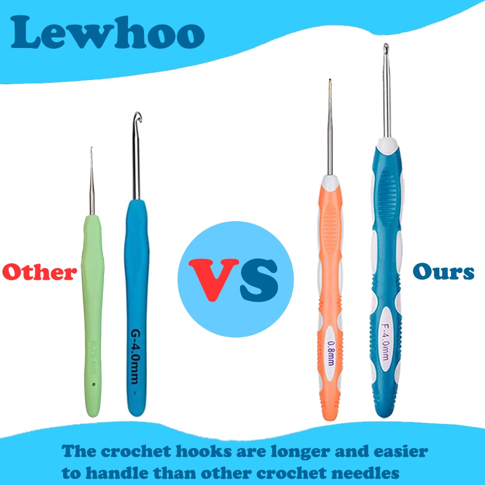 Ergonomic Crochet Hooks Set with Case, 12PCS Crochet Hooks for Arthritic Hands, Size from 0.8mm~6.0mm