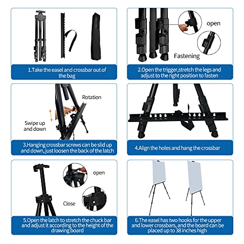 RRFTOK Artist Easel Stand, Adjustable Easel for Painting Canvases Height from 17 to 66 Inch,Carry Bag for Table-Top/Floor Drawing and Didplaying