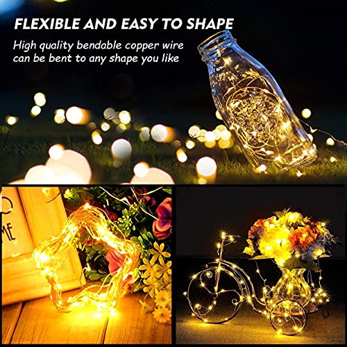 YOEEN 20 Pack Fairy Lights Battery Operated 3.3ft 20 LED Mini String Lights Copper Wire Firefly Starry Lights for Mason Jars Wedding Centerpieces Party Christmas Decor, Warm White
