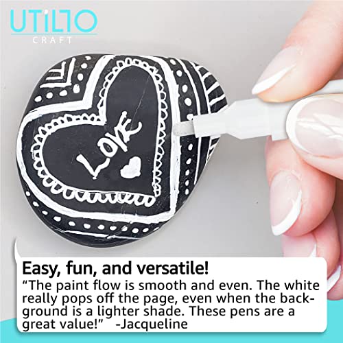 White Paint Marker (8-Pack) 2-3mm Medium Tip - Perfect for Fabrics and Touch-Ups! | Bold Color+100% Coverage | For Stone, Wood, Glass, Canvas, Metal, etc. | White Paint Pens | White Acrylic Paint Pens