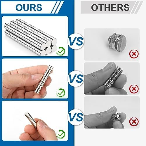 DIYMAG 8x3mm Small Refrigerator Magnets, 100Pcs Tiny Round Magnets for Crafts, Premium Brushed Nickel Fridge, Office Come with Storage Case