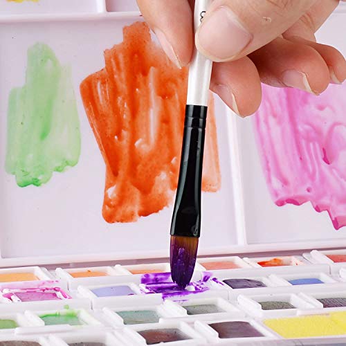GETHPEN Filbert Paint Brushes Set, 12 PCS Artist Brush for Acrylic Oil Watercolor Gouache Artist Professional Painting Kits with Synthetic Nylon Tips White