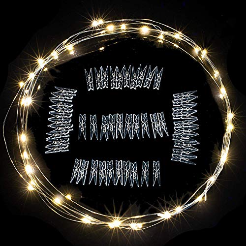 Photo Clip 17Ft - 50 LED Fairy String Lights with 50 Clear Clips for Hanging Pictures, Photo String Lights with Clips - Perfect Dorm Bedroom Wall Decor Wedding Decorations
