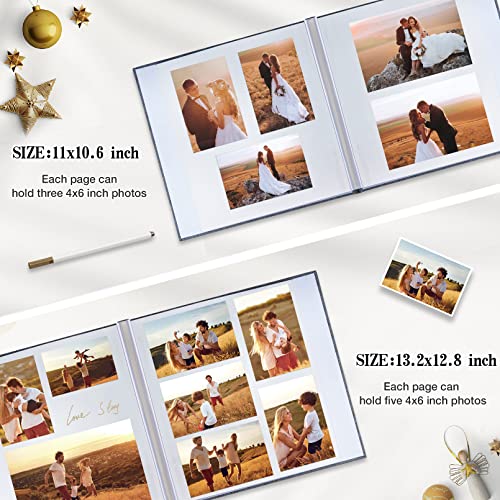 potricher Large Photo Album Self Adhesive 3x5 4x6 5x7 8x10 Pictures Linen Cover 40 Blank Pages Magnetic DIY Scrapbook Album with A Metallic Pen (Gray)